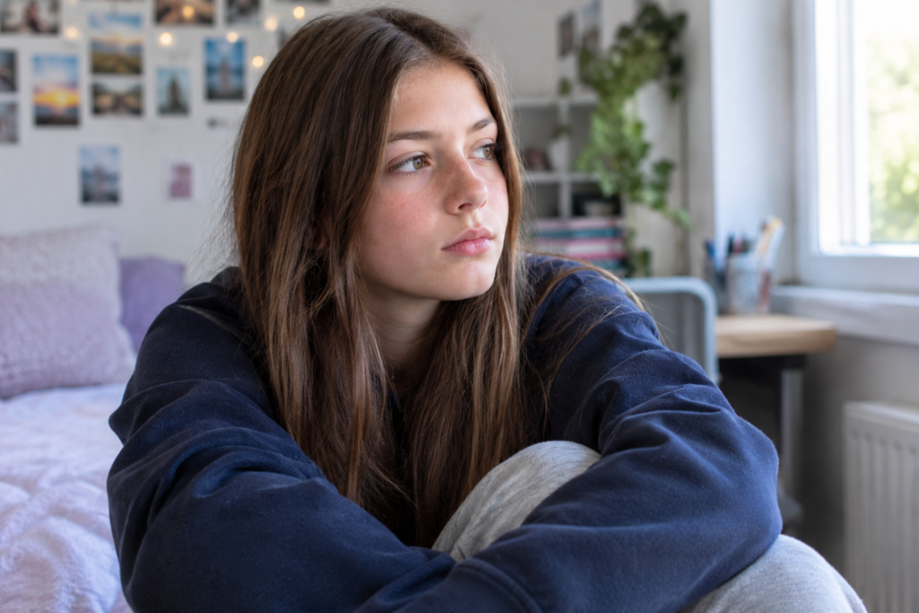 Teenage girl deep in thought