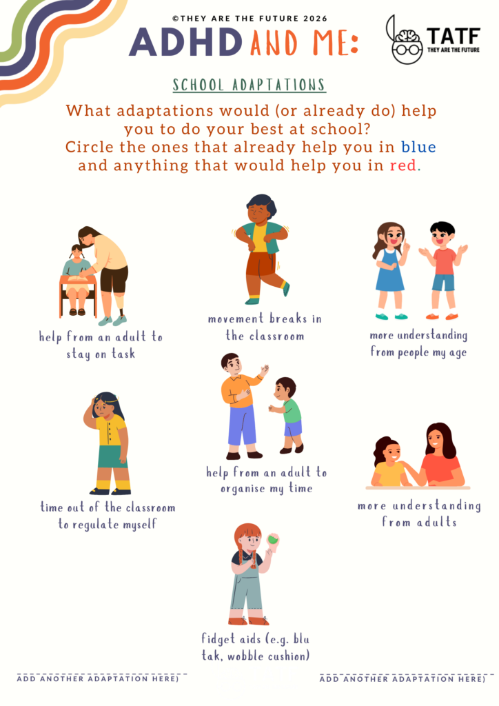 Page six of this set of free printable ADHD worksheets for kids and teens.