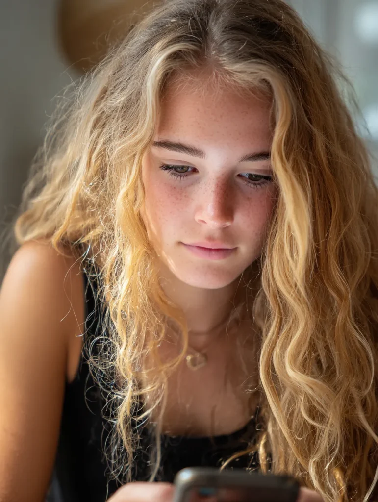 a teenage girl using her phone 