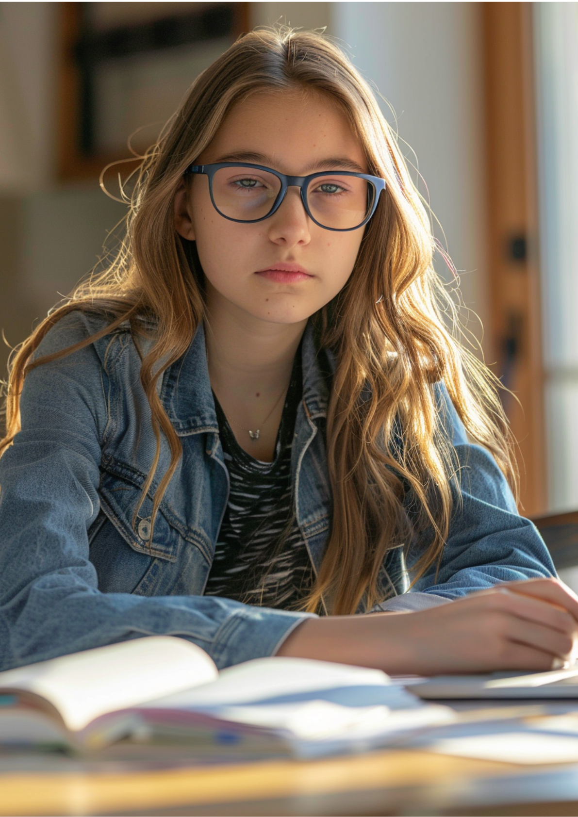 teen girl at a desk