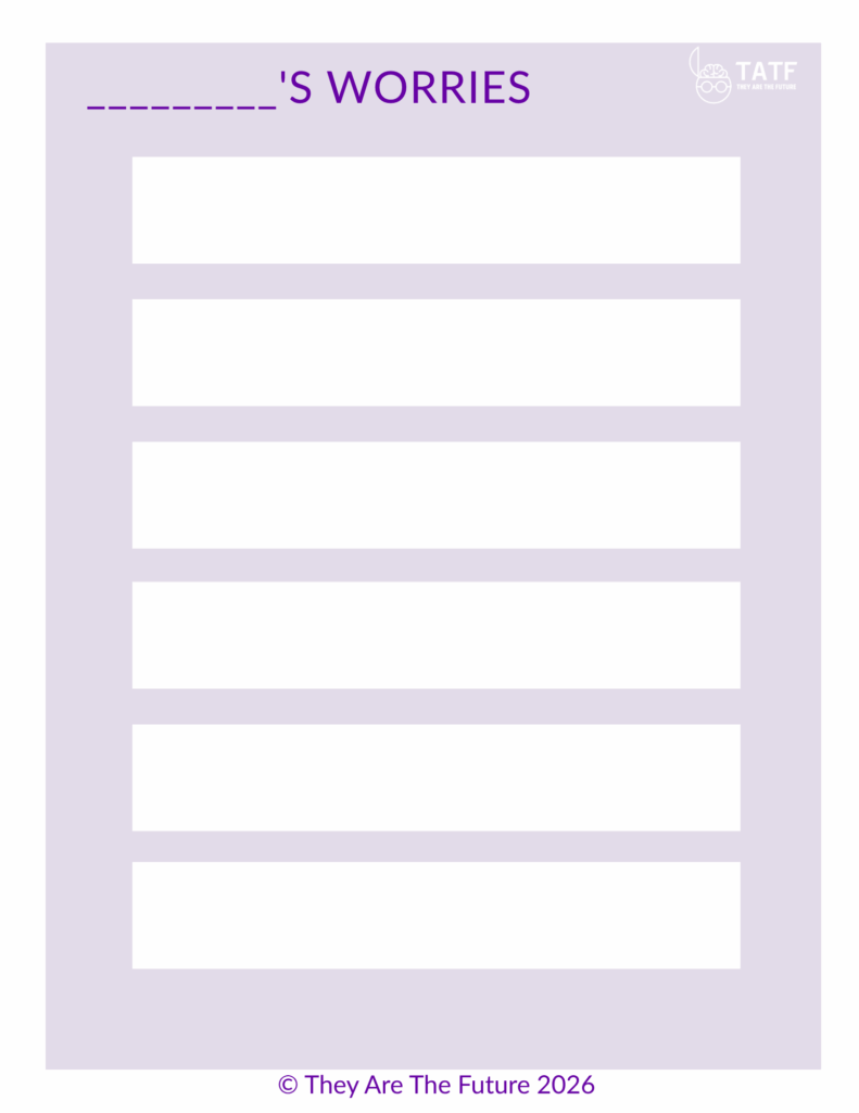 Page four of Dr. Lucy Russell's worry worksheet for kids activity pack