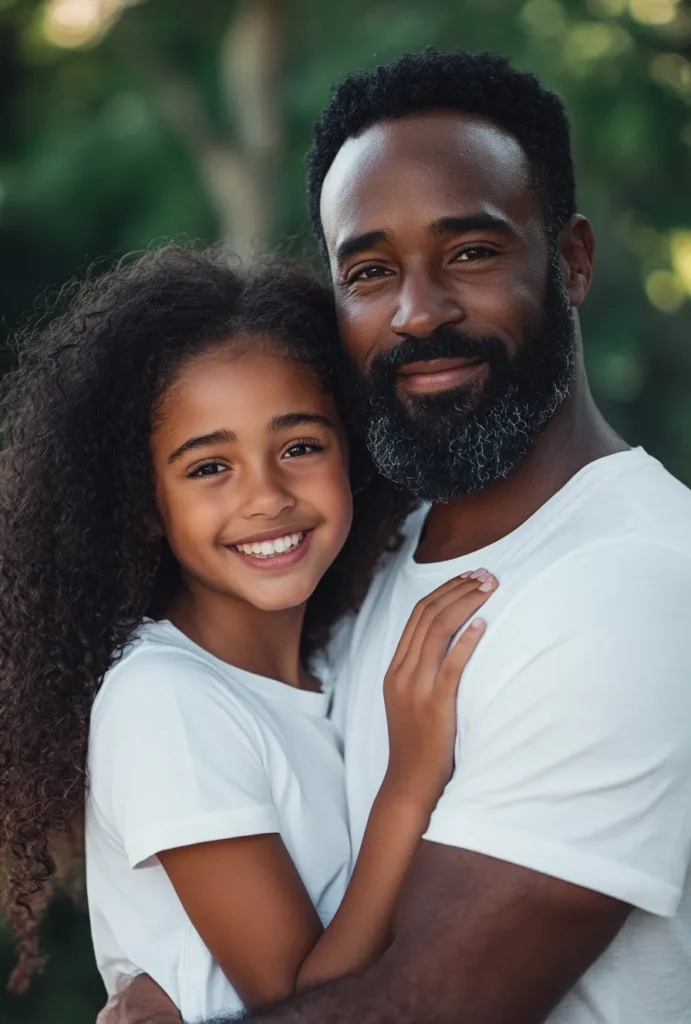 portrait of a happy dad and daughter