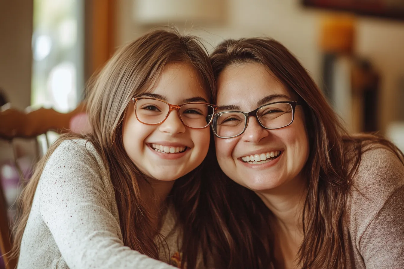 happy mum and daughter