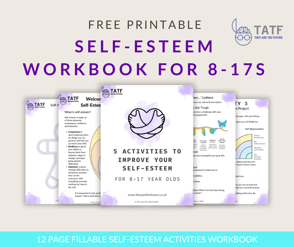 image showing a self-esteem workbook for 8-17 year old children
