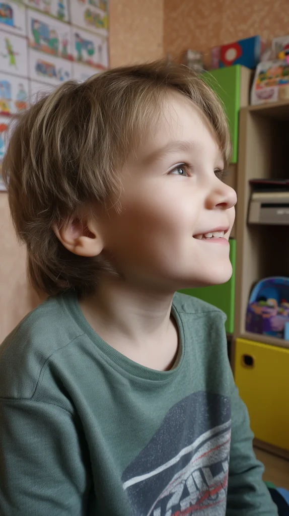 a happy seven year old boy