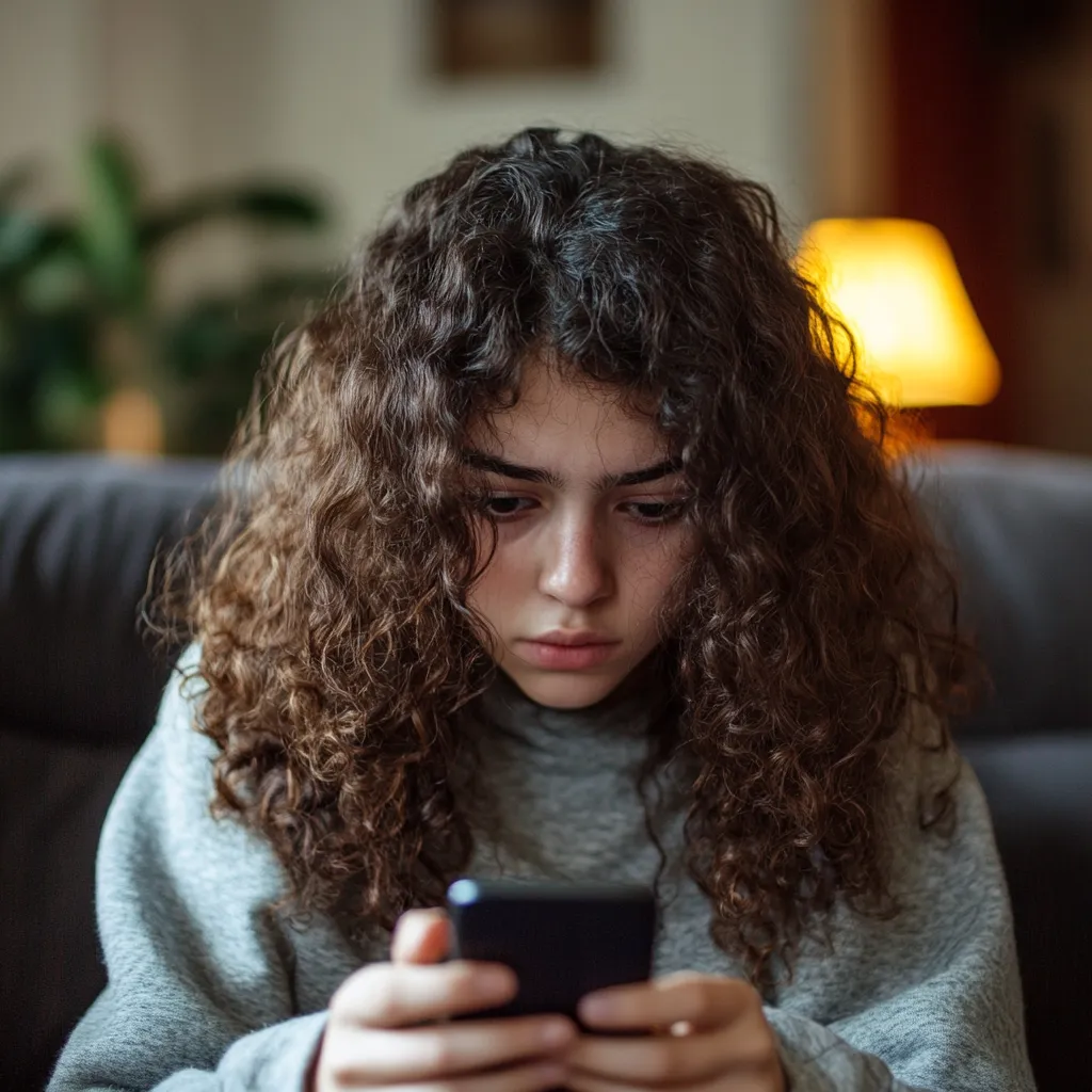 a teen girl scrolling through her phone