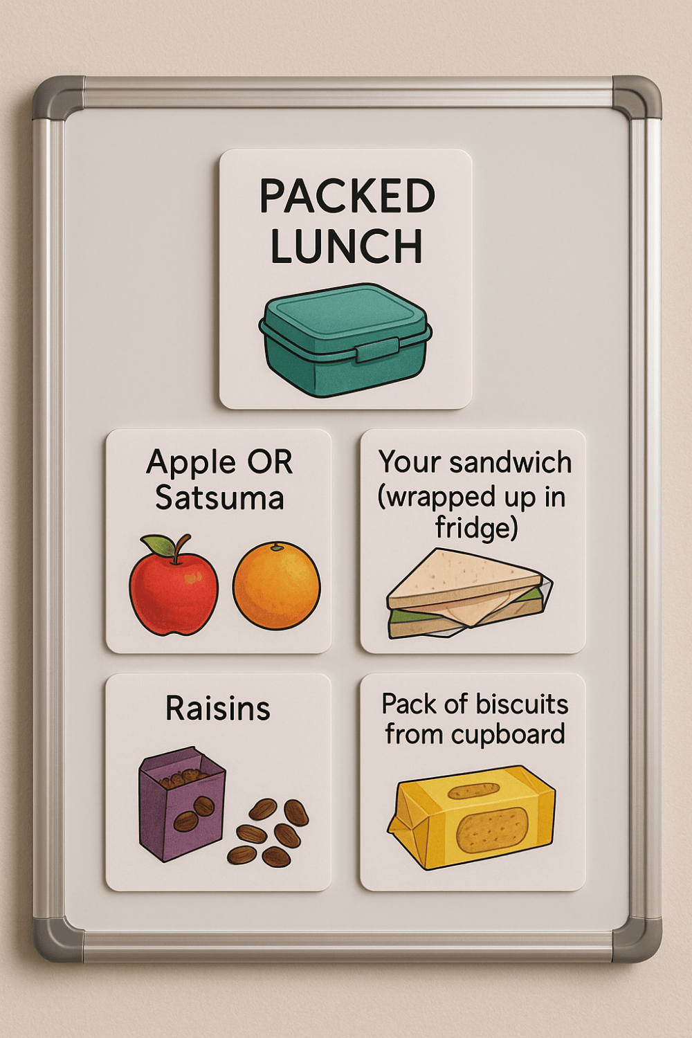 a picture of a visual planner for making a packed lunch