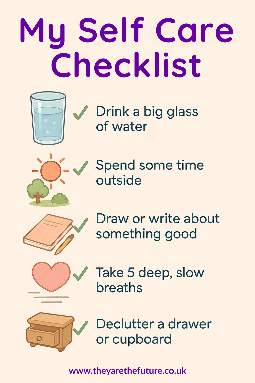 an example of a visual self care checklist
