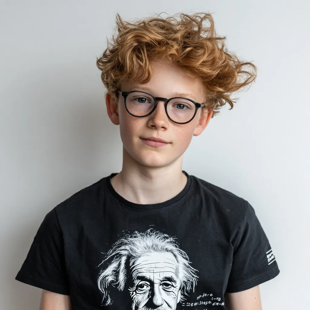 a preteen boy with glasses